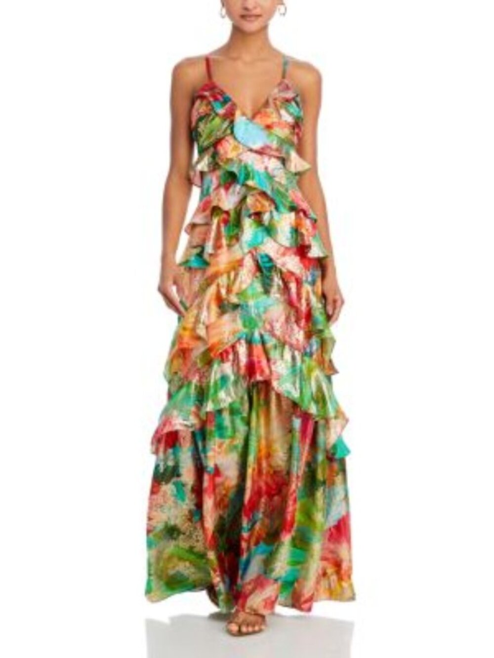 Ramy Brook Multicolor Ruffle-Trim Maxi Dress